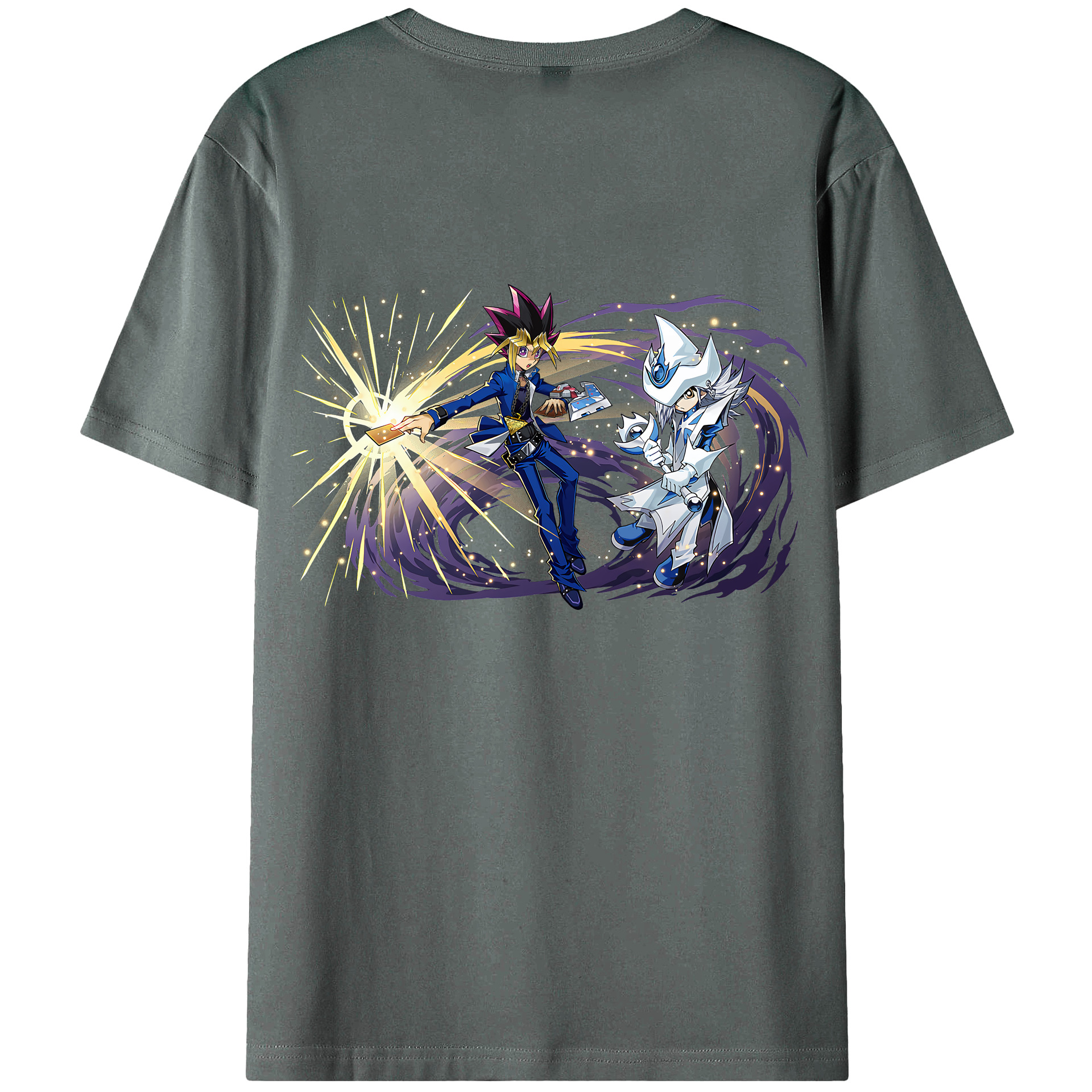 （画像用） 遊☆戯☆王 Yu-Gi-Oh! 綿100％ メンズ半袖Tシャツ（バックプリント） 通気性
